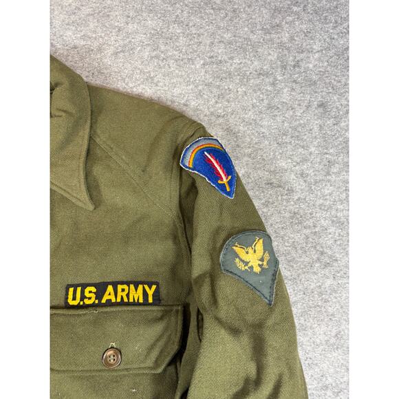 VINTAGE US Army Shirt Jacket Mens Medium Green Lambaris Field Military Uniform - Picture 5 of 6